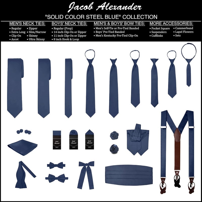 Jacob Alexander Boy's 11" Pretied Solid Color Zipper Tie - Image 4